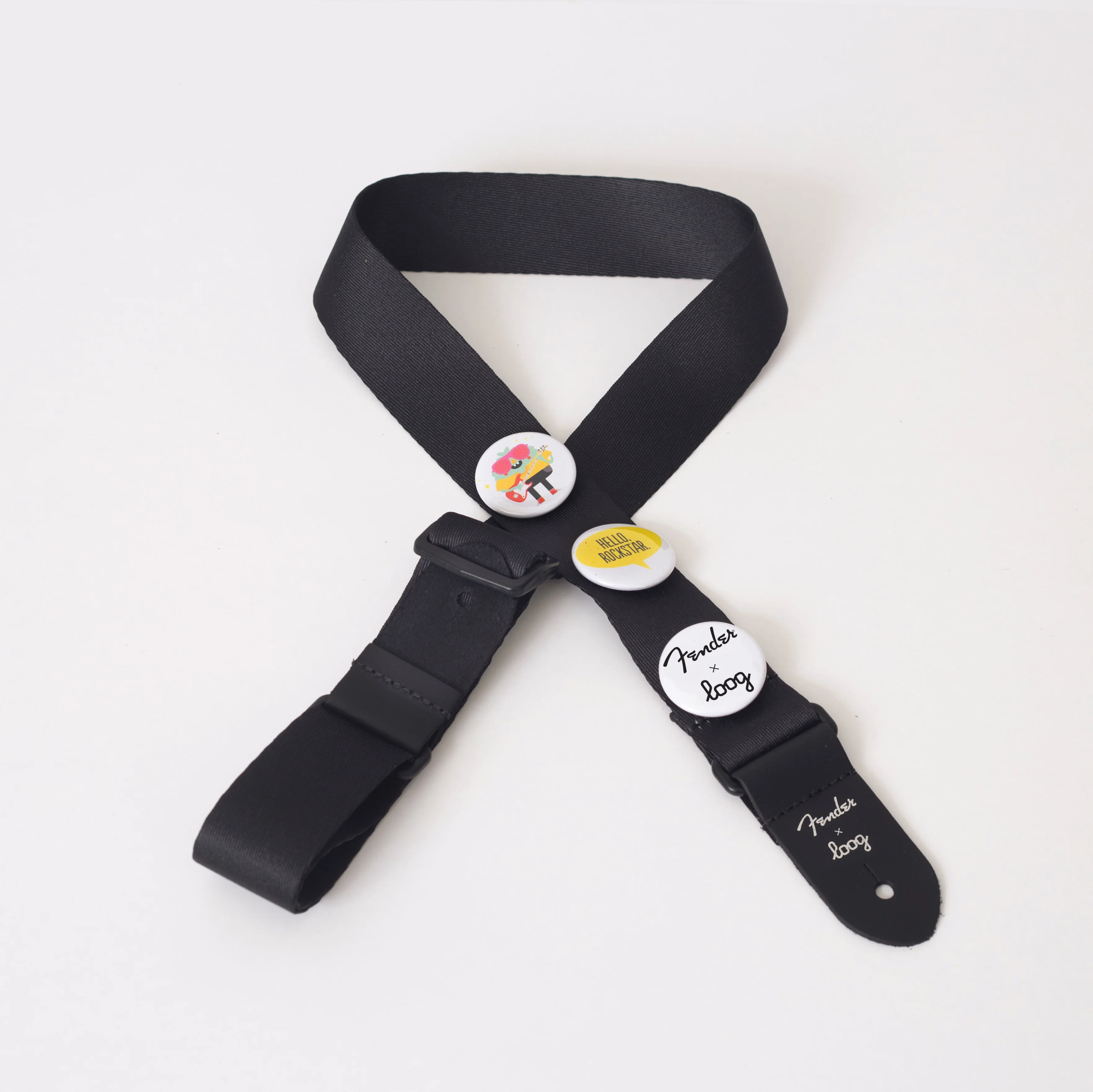 fender x loog strap with picks and pins